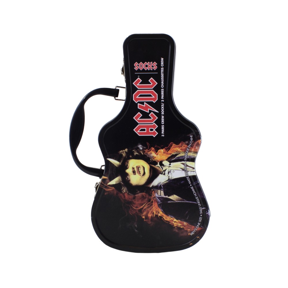 AC/DC - Guitar Tin Crew Socks 3 Pack Set Sokken - Multicolours/Rood